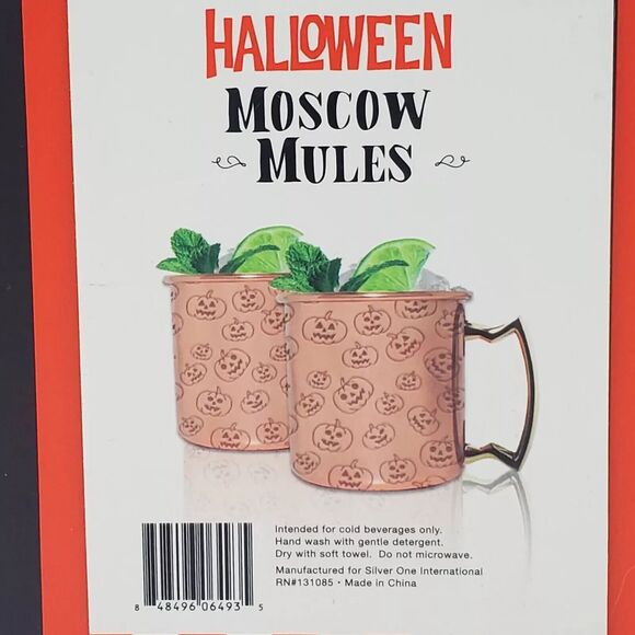 Halloween Moscow Mule Pumpkin Design Stainless Steel Cups/Mugs 20oz - x2 - New! - Picture 6 of 6